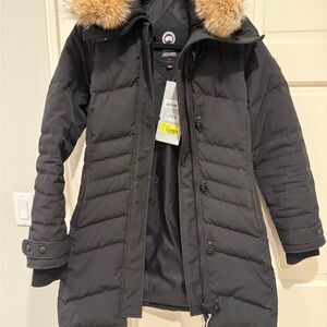 Canada Goose Charcoal Puffer Coat with Fur Trim